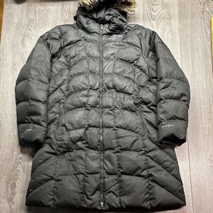 Eddie Bauer 650 Black 2XL XXL Lodge Down Parka Jacket Long Faux Fur Women